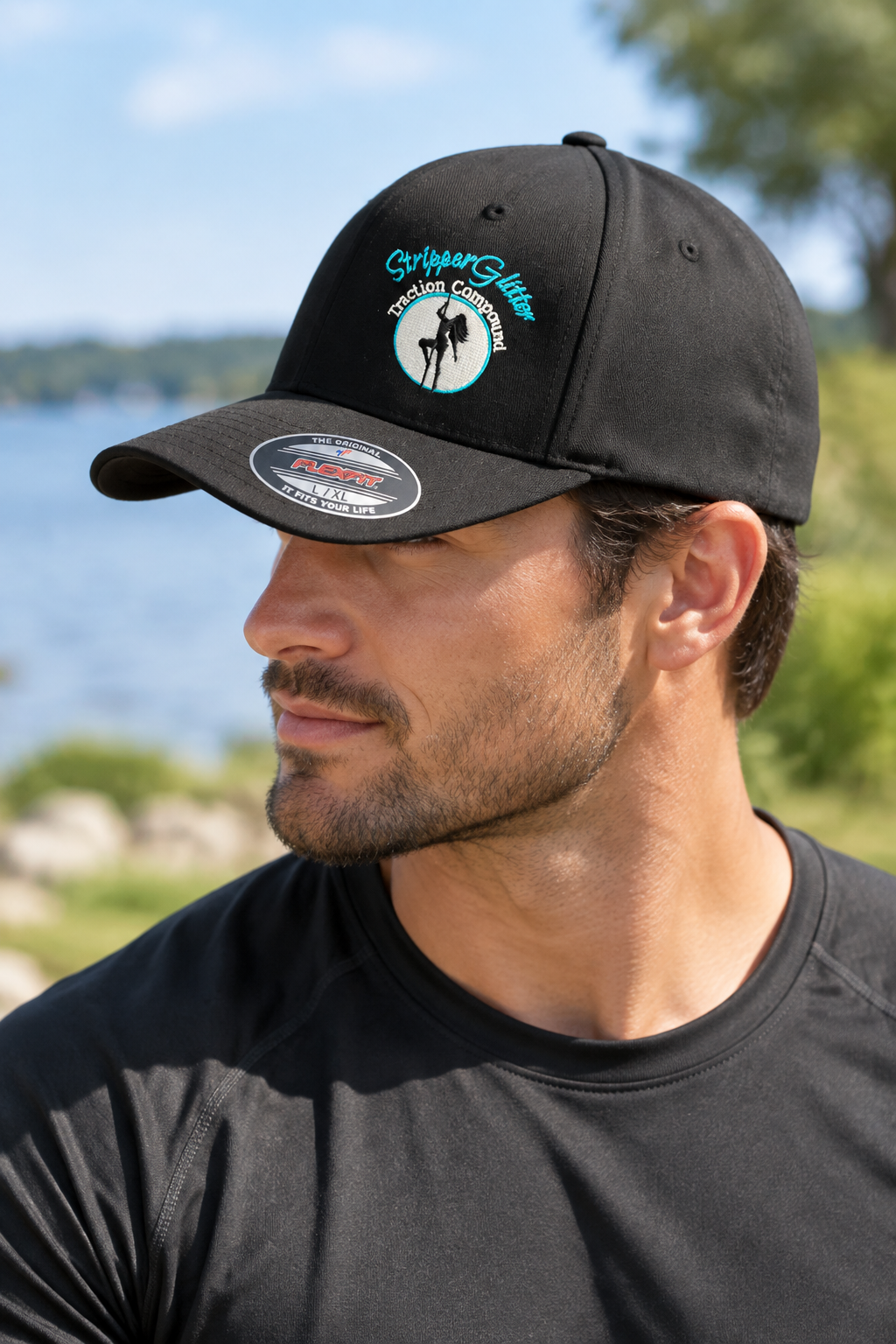 SG Fitted FlexFit Hat – worn lifestyle scale shot